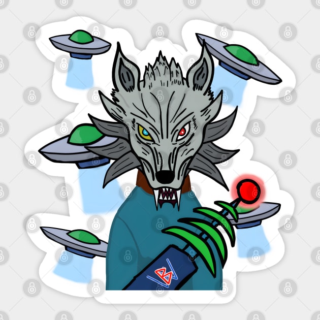 BussyWolves Alien Invader wolf Sticker by micho2591